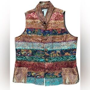 Travelsmith Art-Wear Silk Persian Patchwork  Tapestry Vest Size medium
